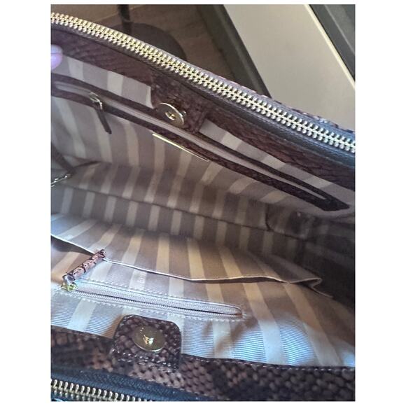 NWOT BRAHMIN SNAKESKIN EMBOSSED LEATHER 2 WAY HANDBAG - Picture 6 of 13